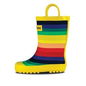 LONE CONE Chasing Rainbow Stripe Rain Boots Toddler Kids Size 7 unisex boy girl